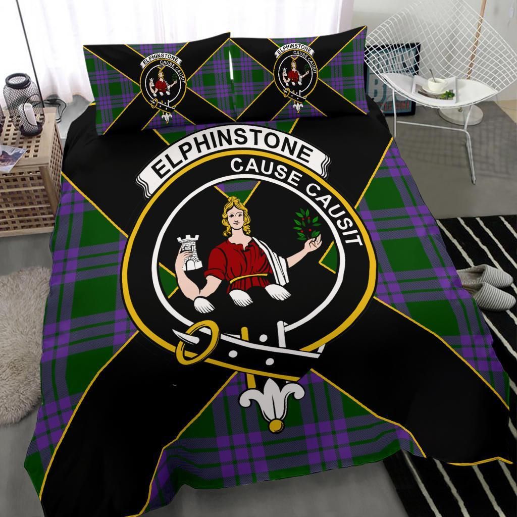 Elphinstone Clan Bedding Set, Scottish Tartan Elphinstone Clan Bedding Set Luxury Style