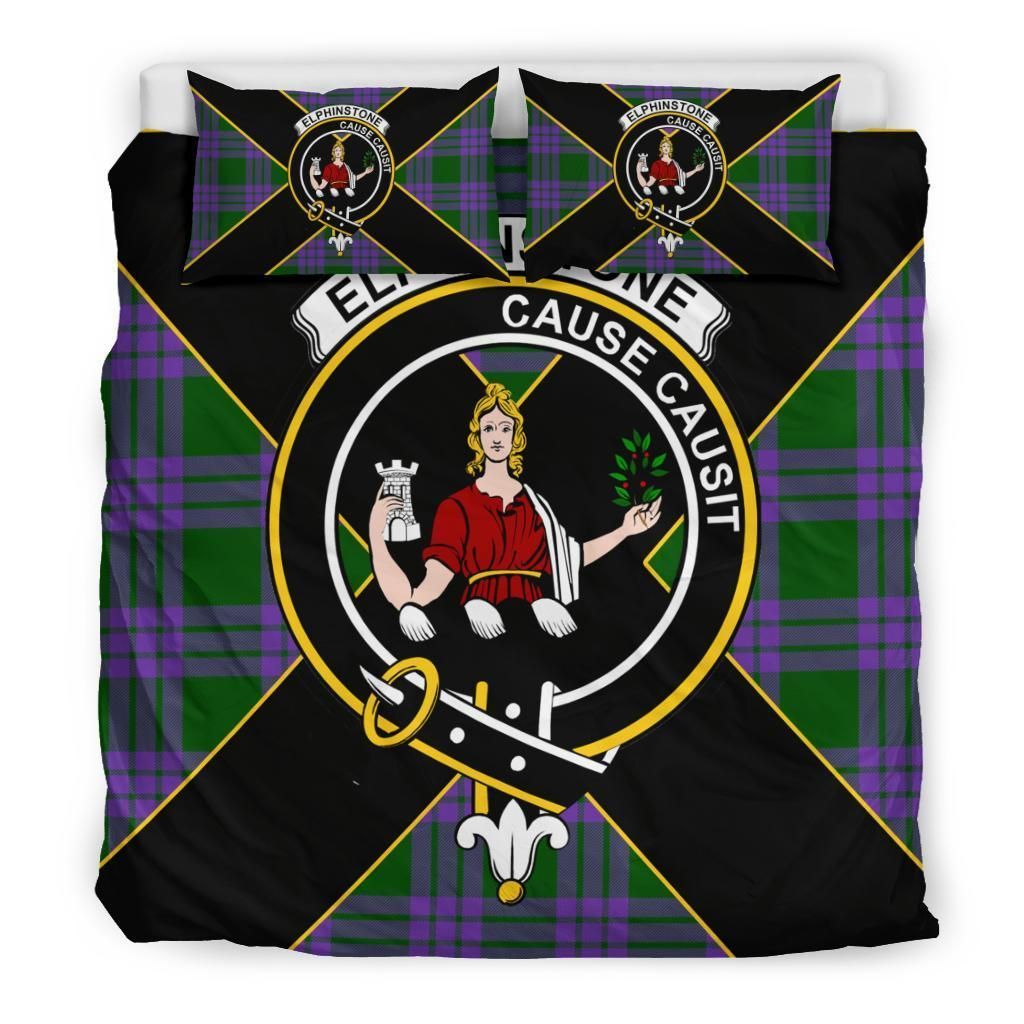 Elphinstone Clan Bedding Set, Scottish Tartan Elphinstone Clan Bedding Set Luxury Style