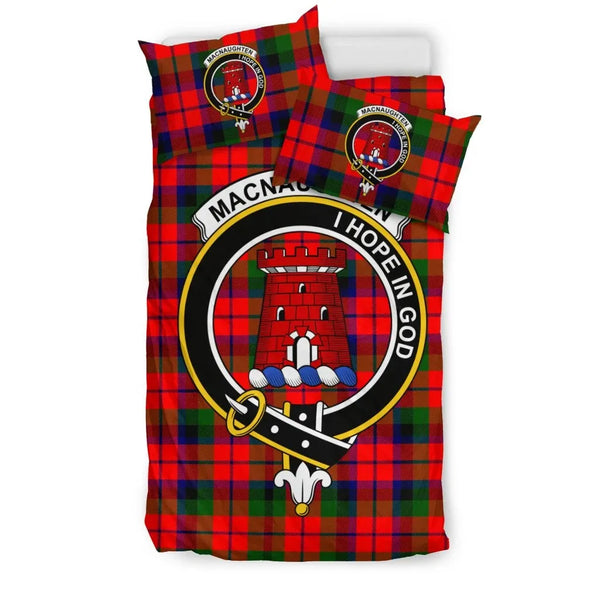 MacNaughten Clan Bedding Set, Scottish Tartan MacNaughten Clan Bedding Set Crest Style