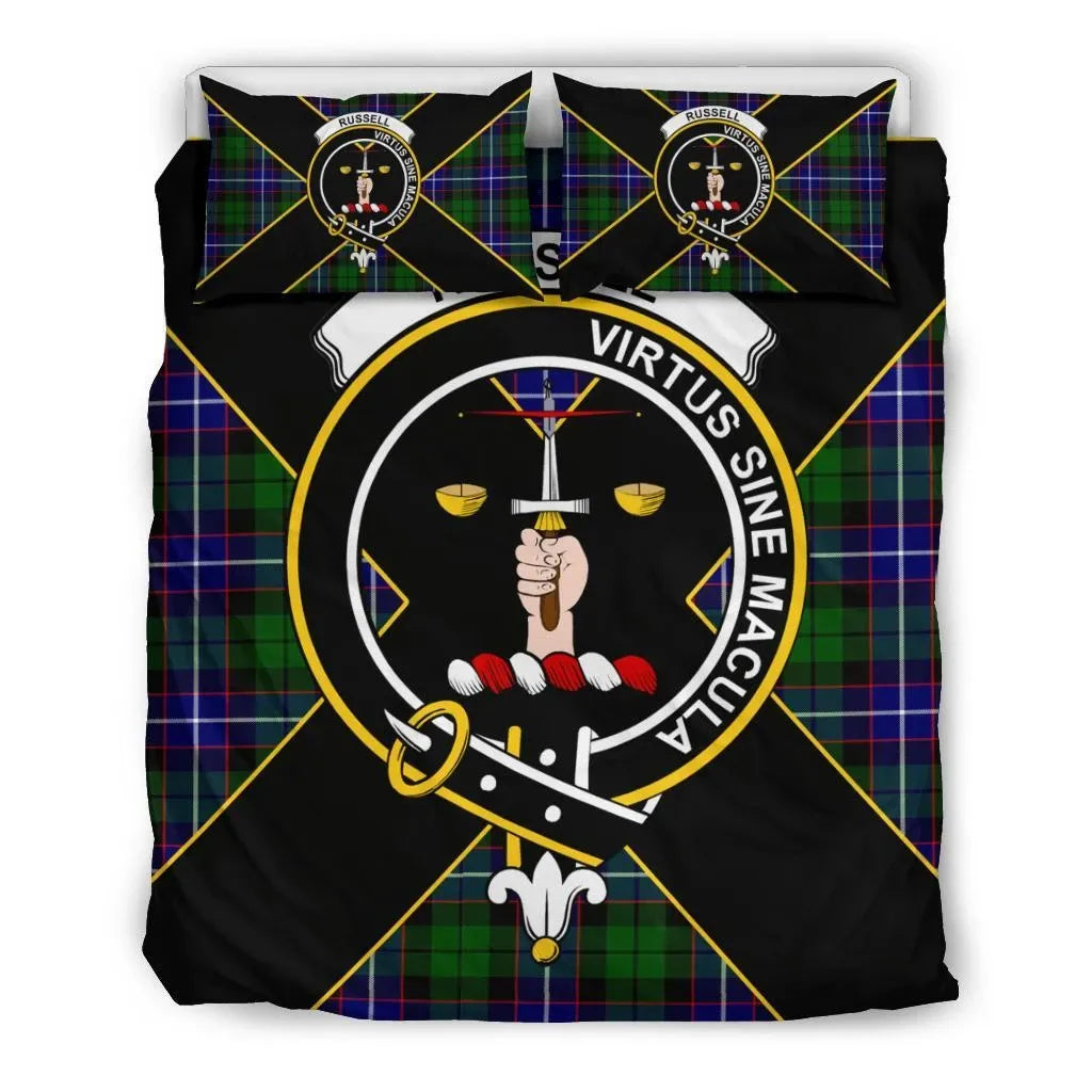 Russell Clan Bedding Set, Scottish Tartan Russell Clan Bedding Set Luxury Style