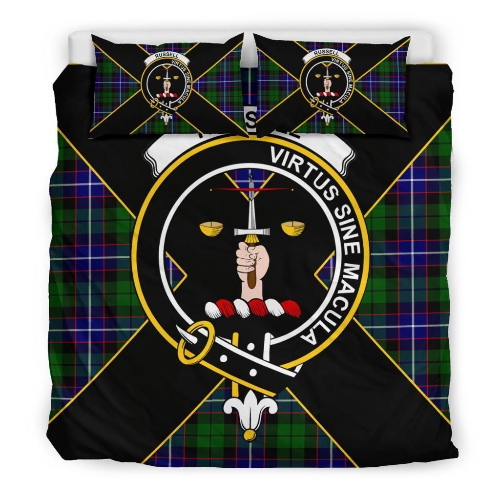 Russell Clan Bedding Set, Scottish Tartan Russell Clan Bedding Set Luxury Style