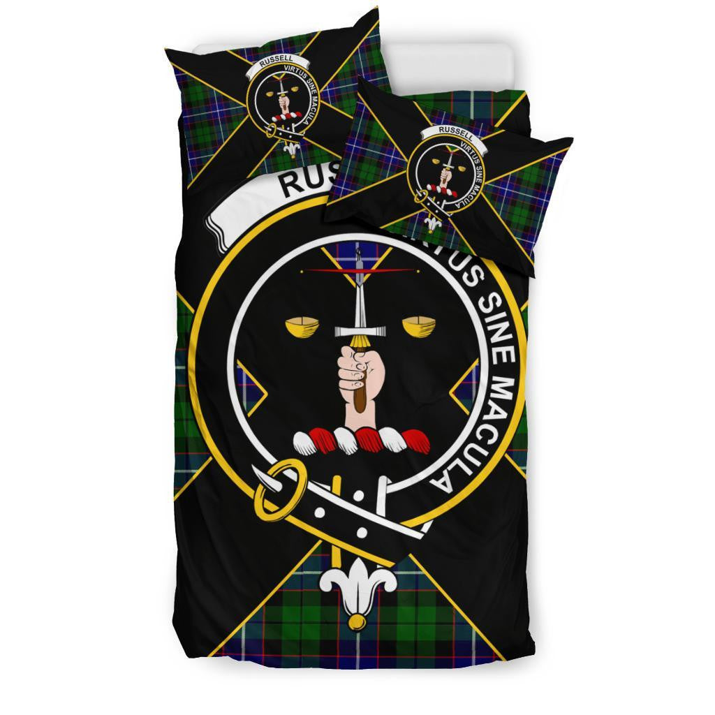Russell Clan Bedding Set, Scottish Tartan Russell Clan Bedding Set Luxury Style