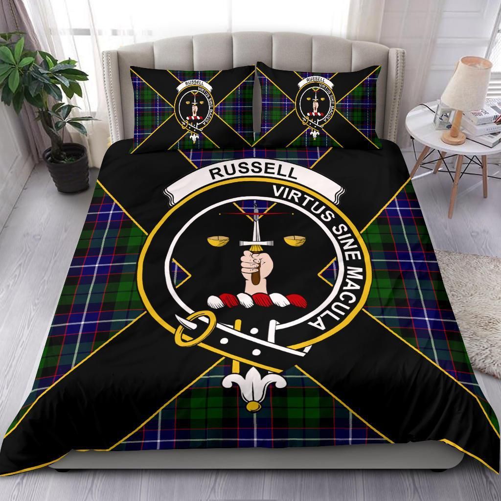 Russell Clan Bedding Set, Scottish Tartan Russell Clan Bedding Set Luxury Style