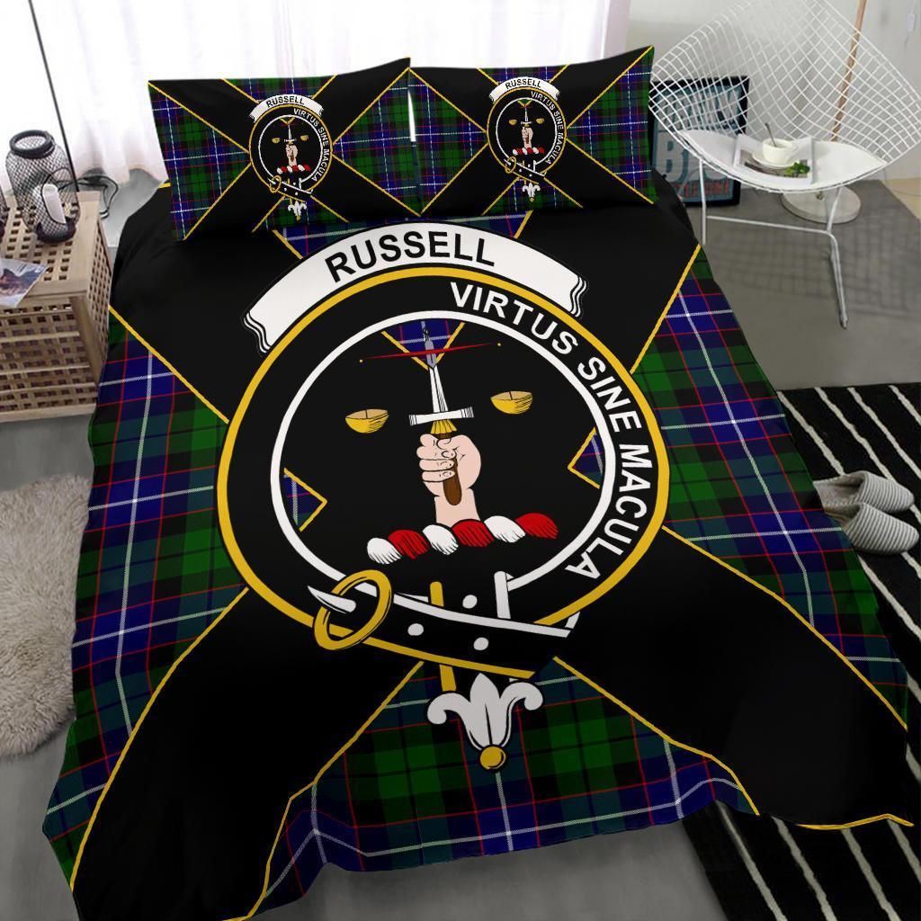 Russell Clan Bedding Set, Scottish Tartan Russell Clan Bedding Set Luxury Style