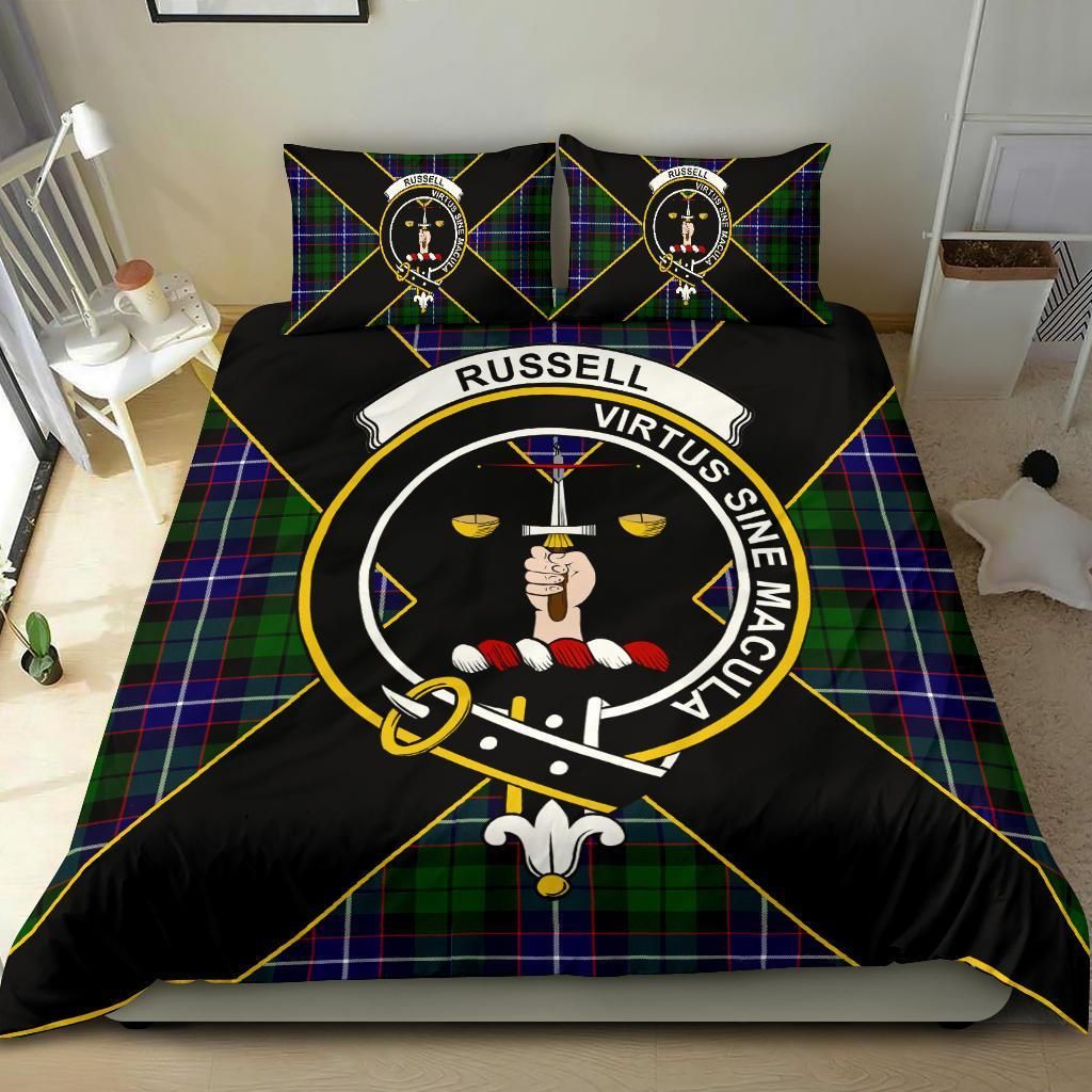 Russell Clan Bedding Set, Scottish Tartan Russell Clan Bedding Set Luxury Style
