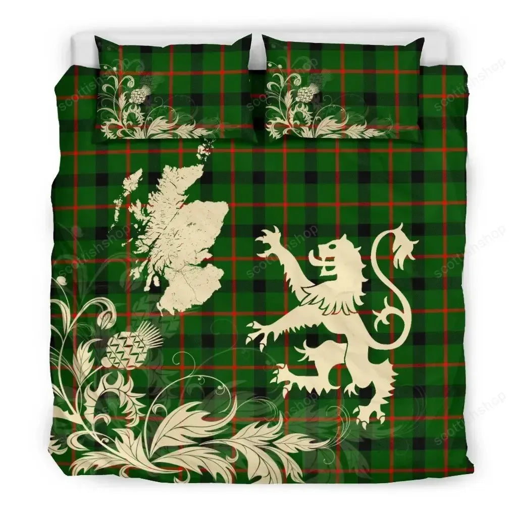 Kincaid Modern Clan Bedding Set, Scottish Tartan Kincaid Modern Clan Bedding Set Scotland Lion & Thistle Map Style