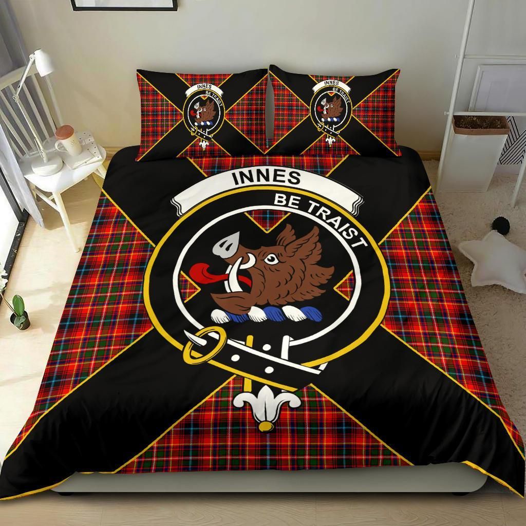 Innes Clan Bedding Set, Scottish Tartan Innes Clan Bedding Set Luxury Style
