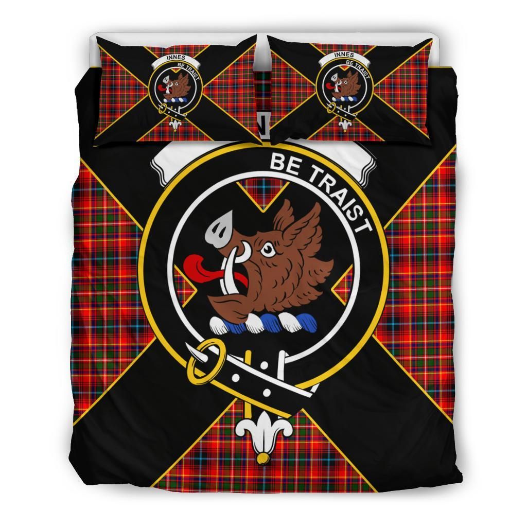 Innes Clan Bedding Set, Scottish Tartan Innes Clan Bedding Set Luxury Style