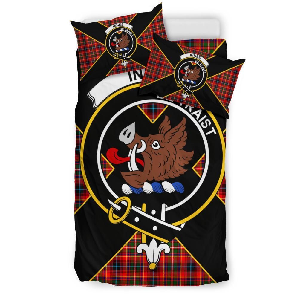 Innes Clan Bedding Set, Scottish Tartan Innes Clan Bedding Set Luxury Style