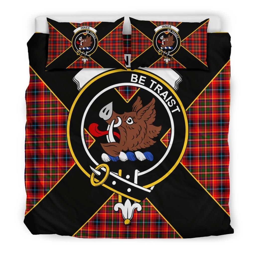 Innes Clan Bedding Set, Scottish Tartan Innes Clan Bedding Set Luxury Style