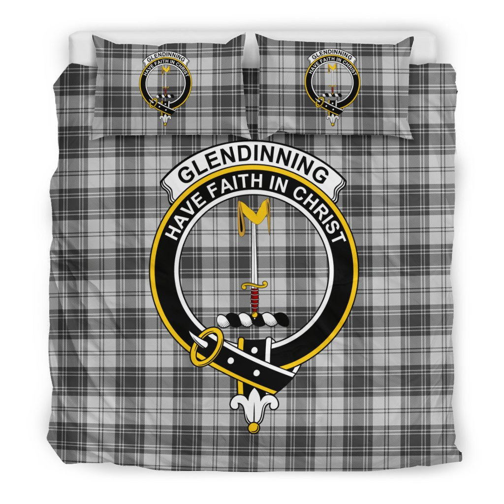 Glendinning Clan Bedding Set, Scottish Tartan Glendinning Clan Bedding Set Crest Style