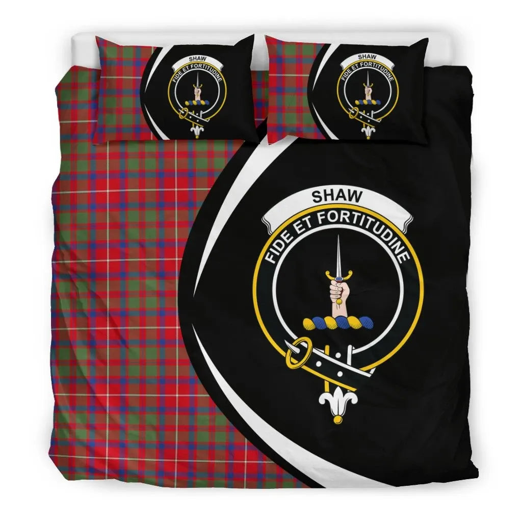 Shaw Red Modern Clan Bedding Set, Scottish Tartan Shaw Red Modern Clan Bedding Set Circle Style