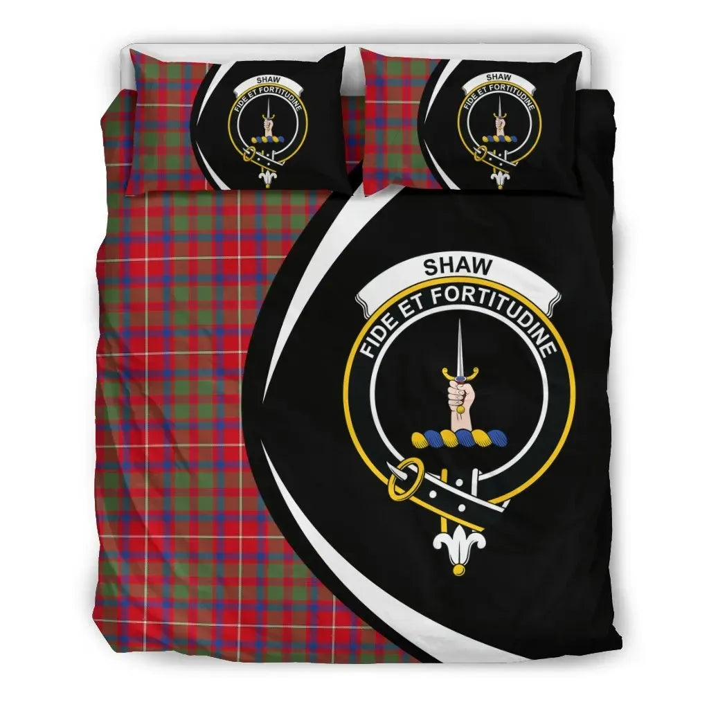 Shaw Red Modern Clan Bedding Set, Scottish Tartan Shaw Red Modern Clan Bedding Set Circle Style