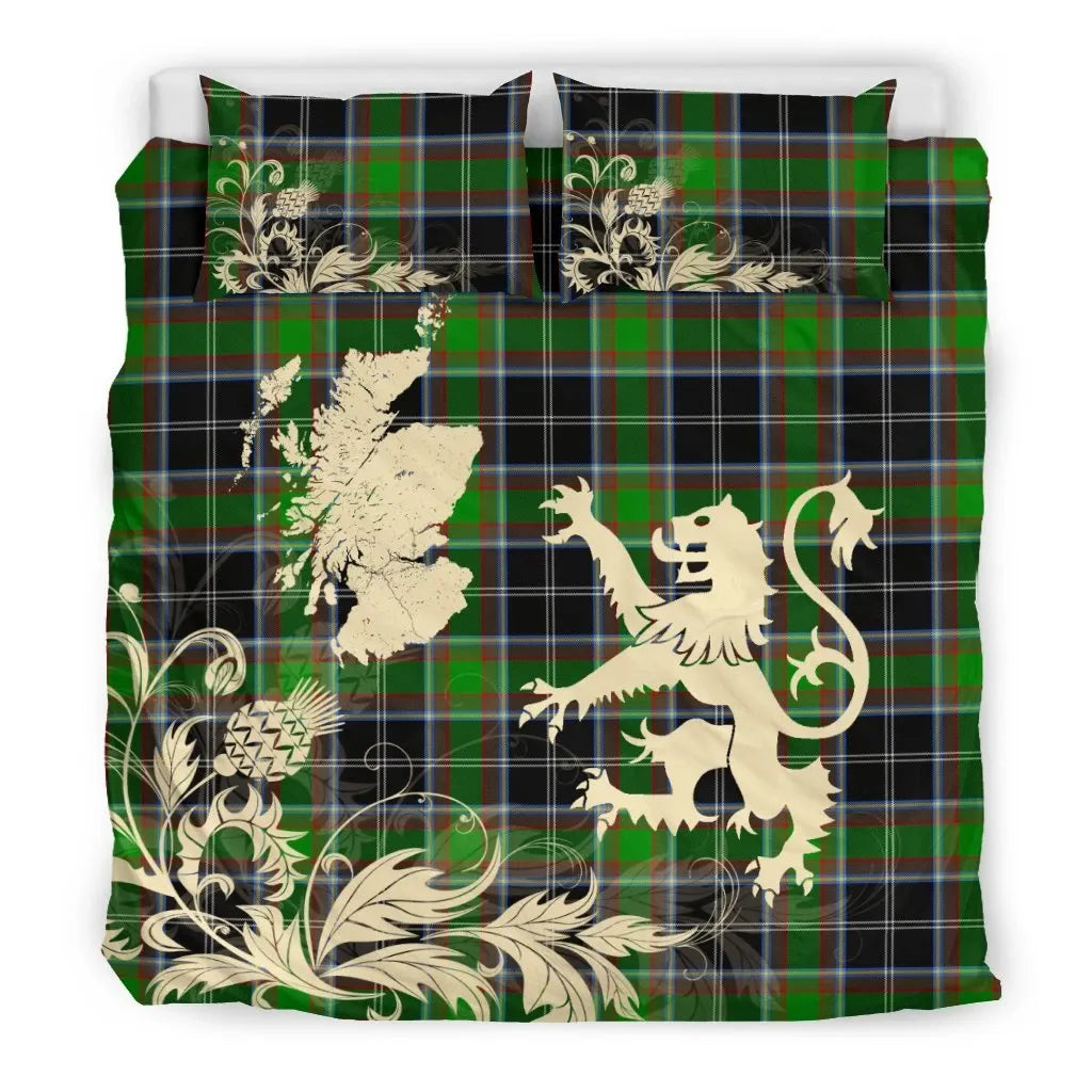 Webster Clan Bedding Set, Scottish Tartan Webster Clan Bedding Set Scotland Lion & Thistle Map Style