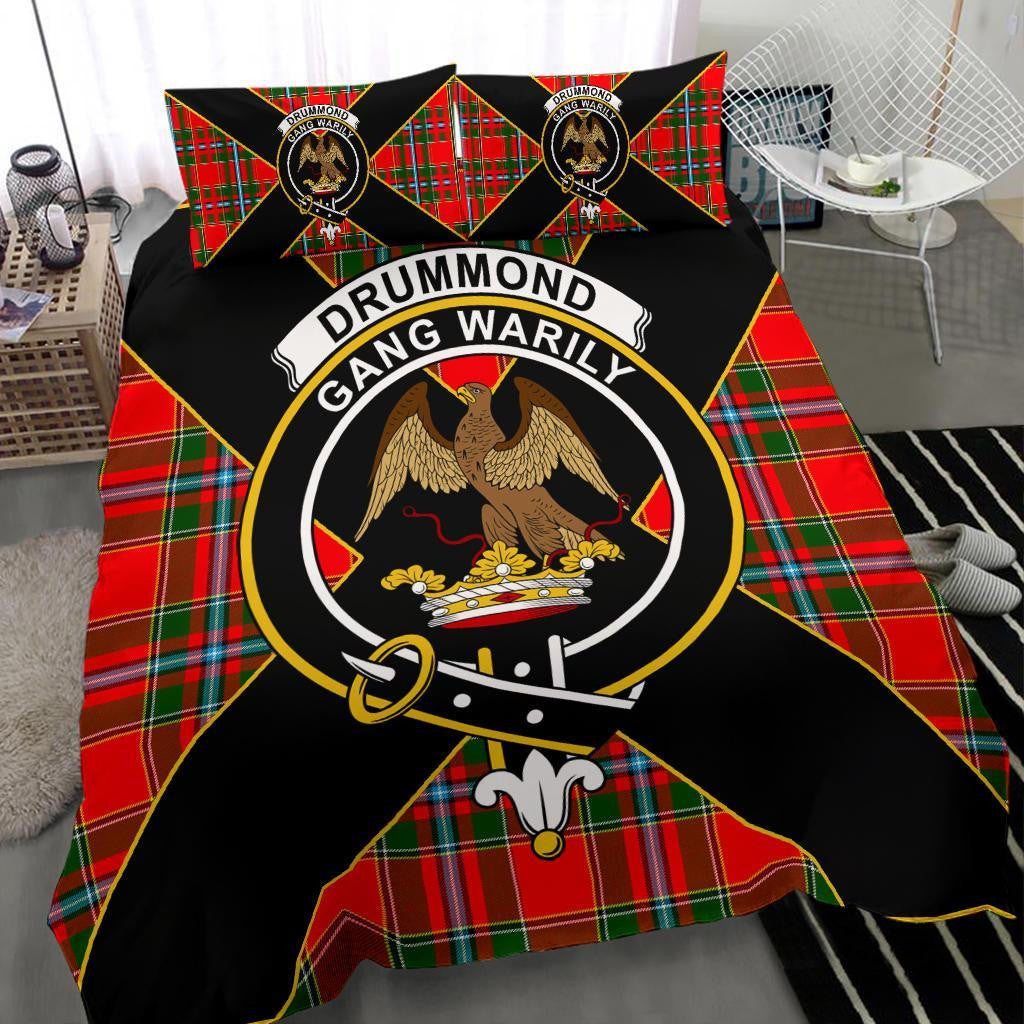 Drummond Clan Bedding Set, Scottish Tartan Drummond Clan Bedding Set Luxury Style