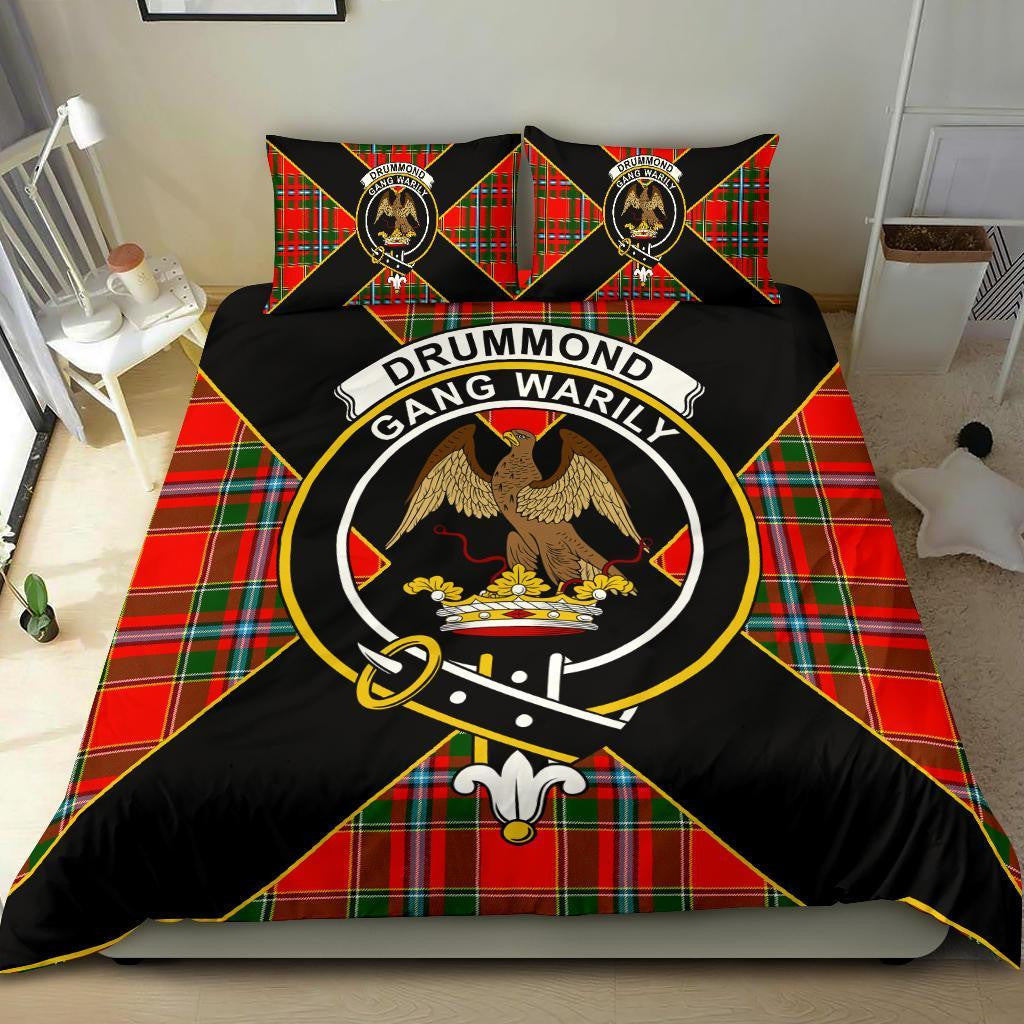 Drummond Clan Bedding Set, Scottish Tartan Drummond Clan Bedding Set Luxury Style