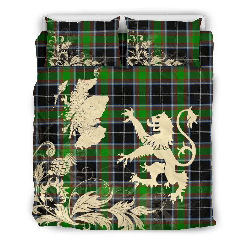 Webster Clan Bedding Set, Scottish Tartan Webster Clan Bedding Set Scotland Lion & Thistle Map Style