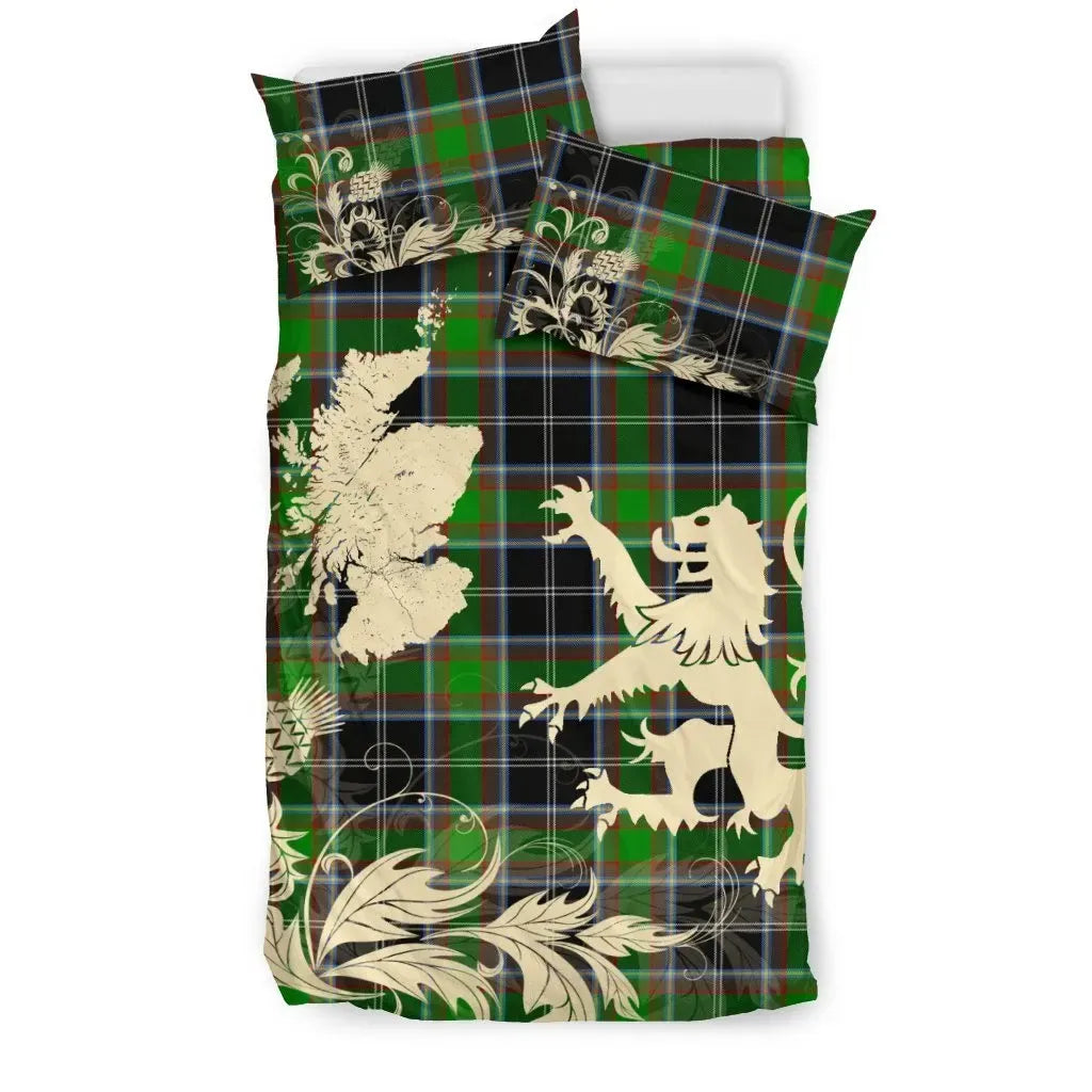 Webster Clan Bedding Set, Scottish Tartan Webster Clan Bedding Set Scotland Lion & Thistle Map Style