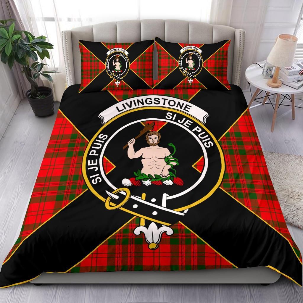 Livingstone Clan Bedding Set, Scottish Tartan Livingstone Clan Bedding Set Luxury Style