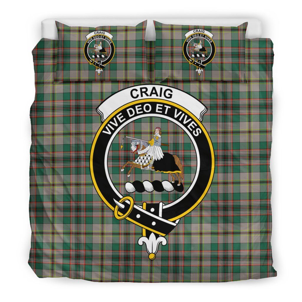 Craig Ancient Clan Bedding Set, Scottish Tartan Craig Ancient Clan Bedding Set Crest Style