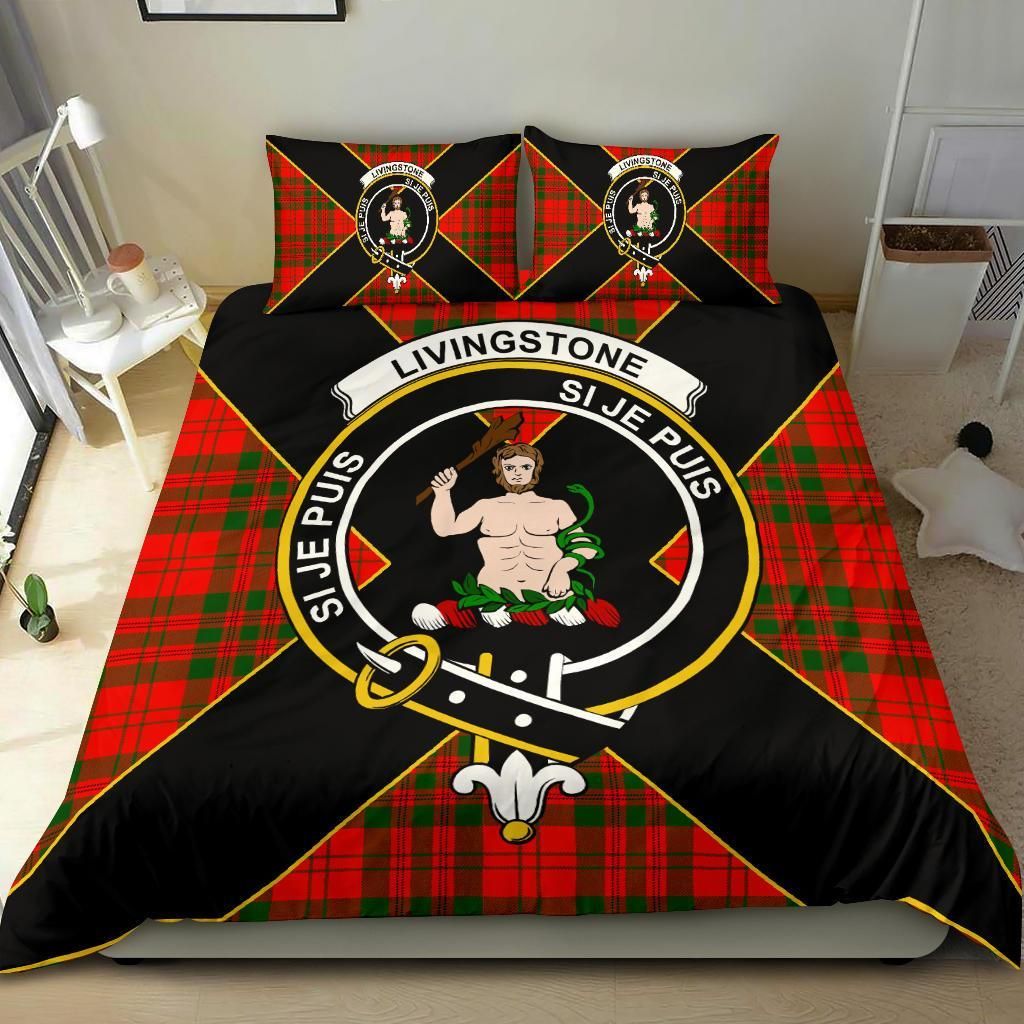 Livingstone Clan Bedding Set, Scottish Tartan Livingstone Clan Bedding Set Luxury Style