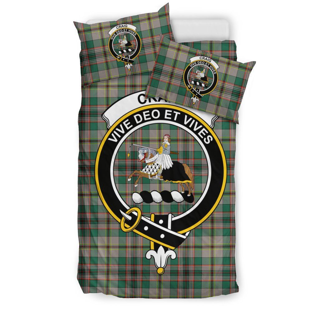 Craig Ancient Clan Bedding Set, Scottish Tartan Craig Ancient Clan Bedding Set Crest Style