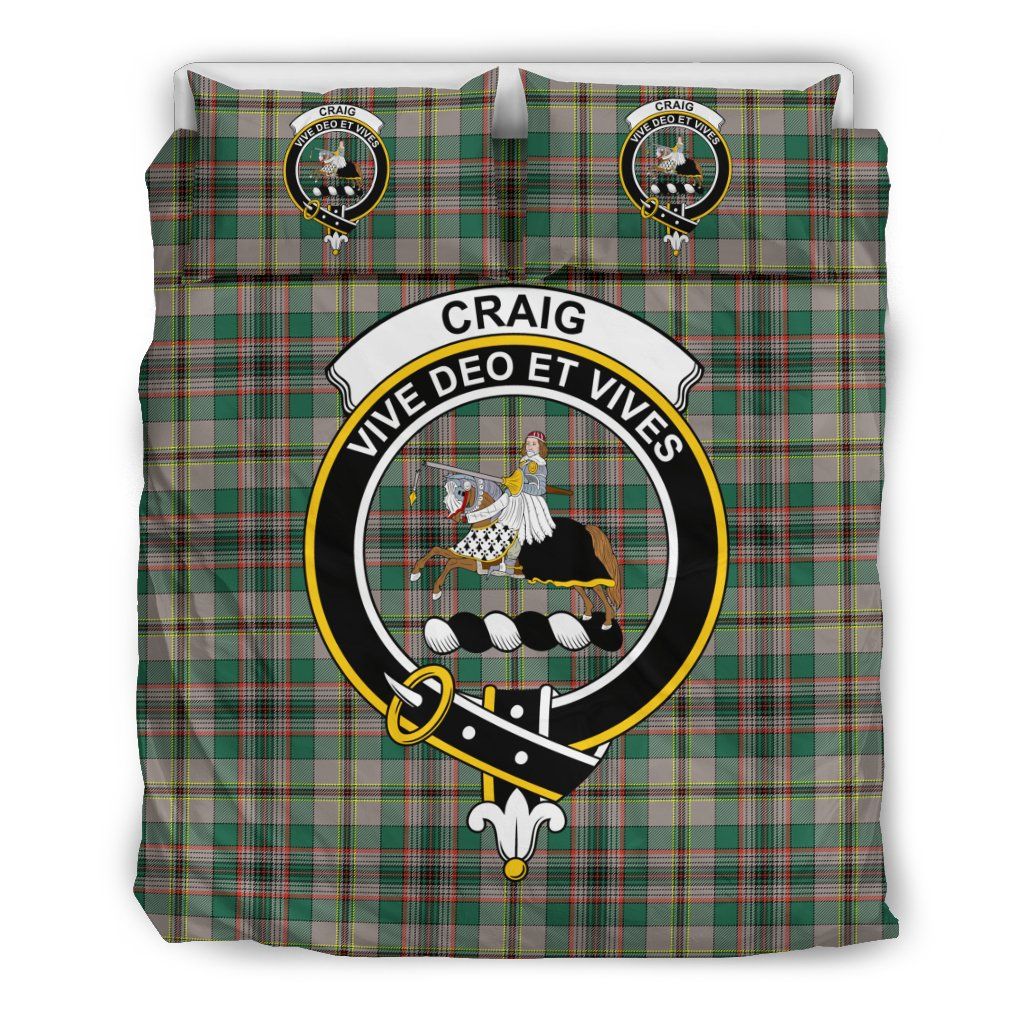 Craig Ancient Clan Bedding Set, Scottish Tartan Craig Ancient Clan Bedding Set Crest Style