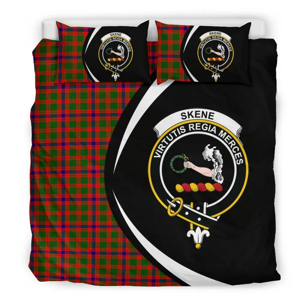 Skene Modern Clan Bedding Set, Scottish Tartan Skene Modern Clan Bedding Set Circle Style