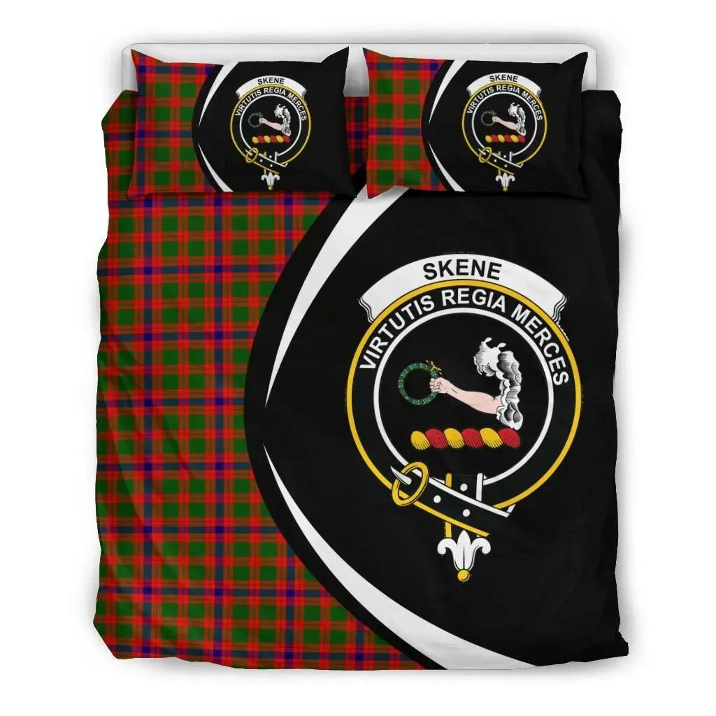 Skene Modern Clan Bedding Set, Scottish Tartan Skene Modern Clan Bedding Set Circle Style