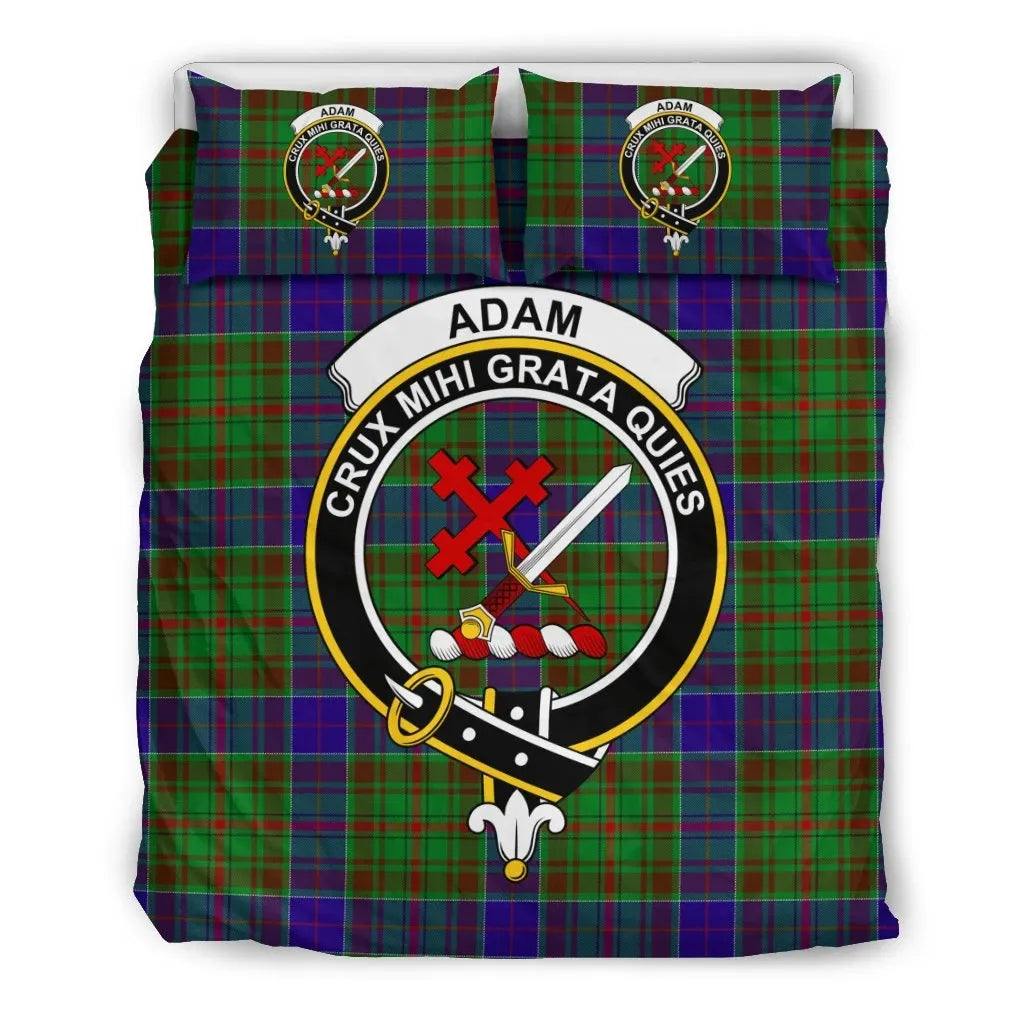 Adam Clan Bedding Set, Scottish Tartan Adam Clan Bedding Set Crest Style