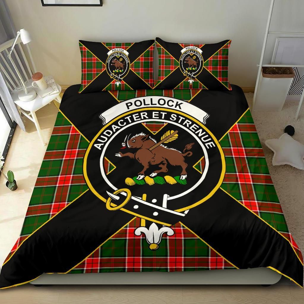 Pollock Clan Bedding Set, Scottish Tartan Pollock Clan Bedding Set Luxury Style