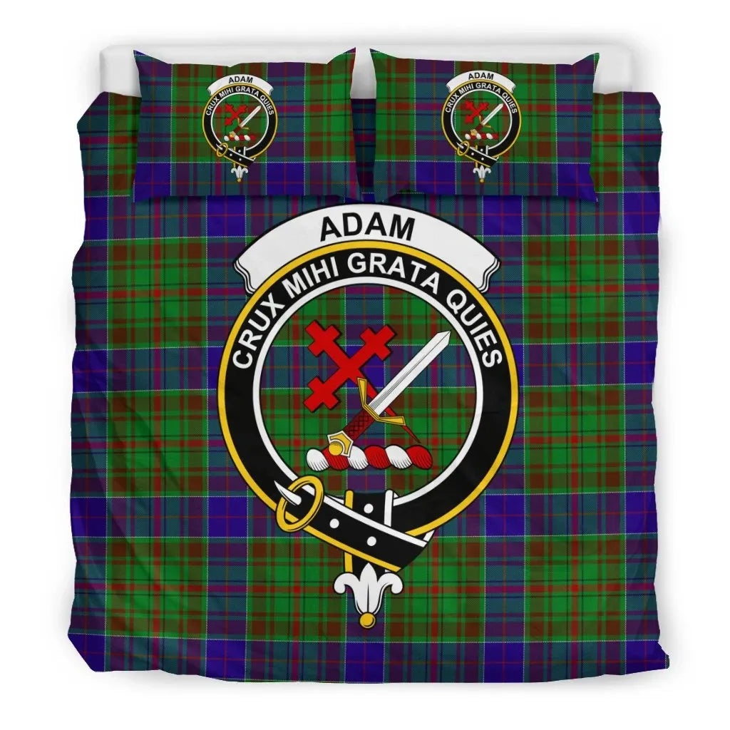 Adam Clan Bedding Set, Scottish Tartan Adam Clan Bedding Set Crest Style