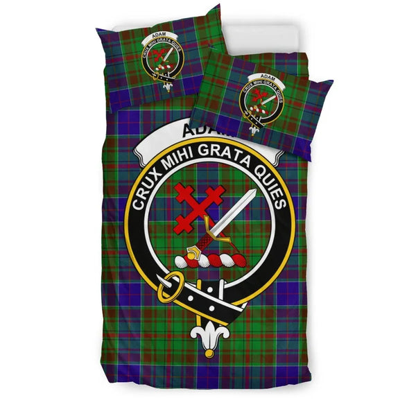 Adam Clan Bedding Set, Scottish Tartan Adam Clan Bedding Set Crest Style