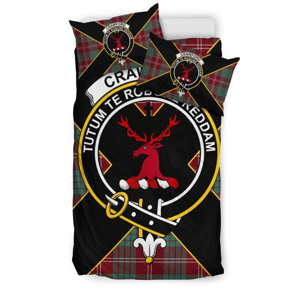 Crawford Clan Bedding Set, Scottish Tartan Crawford Clan Bedding Set Luxury Style