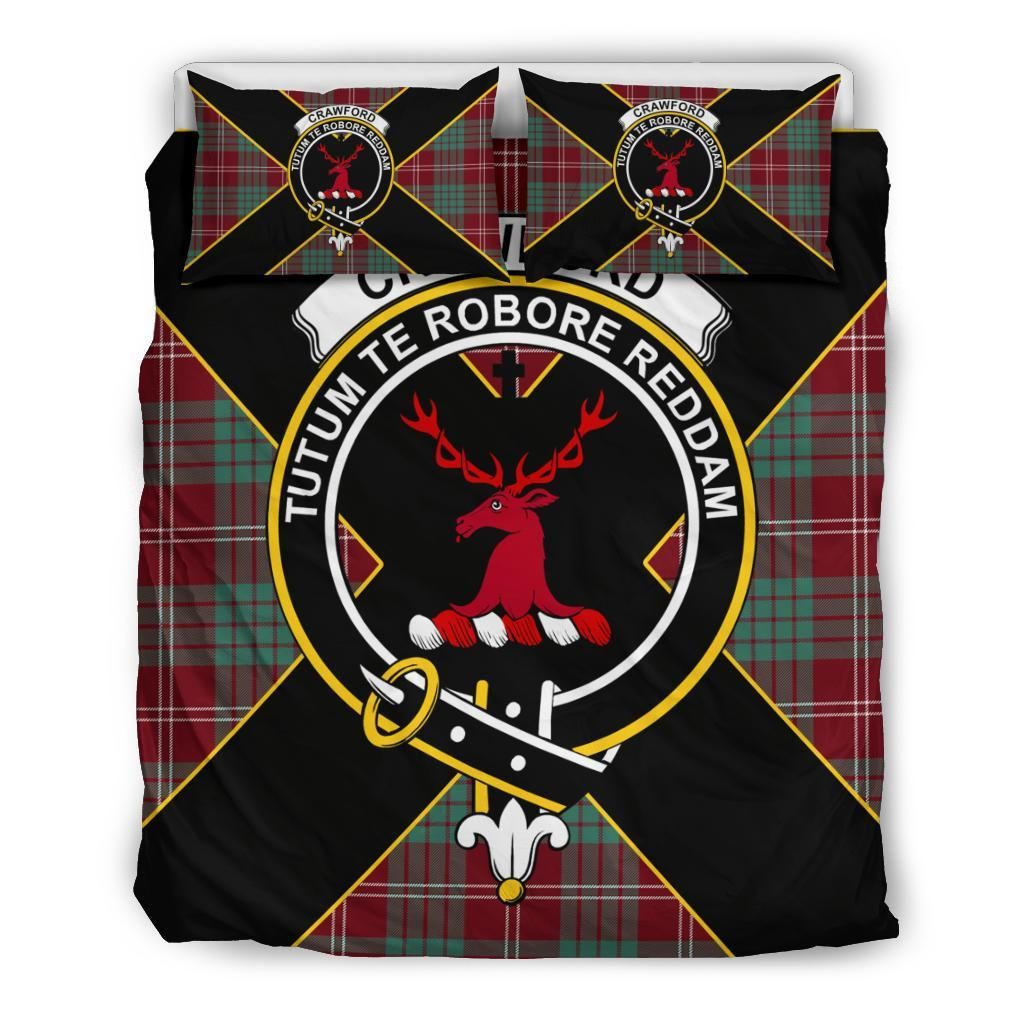 Crawford Clan Bedding Set, Scottish Tartan Crawford Clan Bedding Set Luxury Style