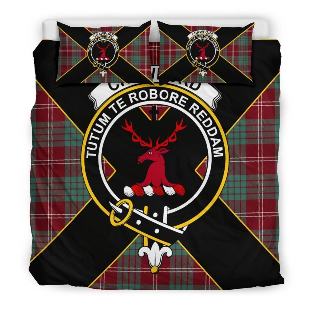 Crawford Clan Bedding Set, Scottish Tartan Crawford Clan Bedding Set Luxury Style