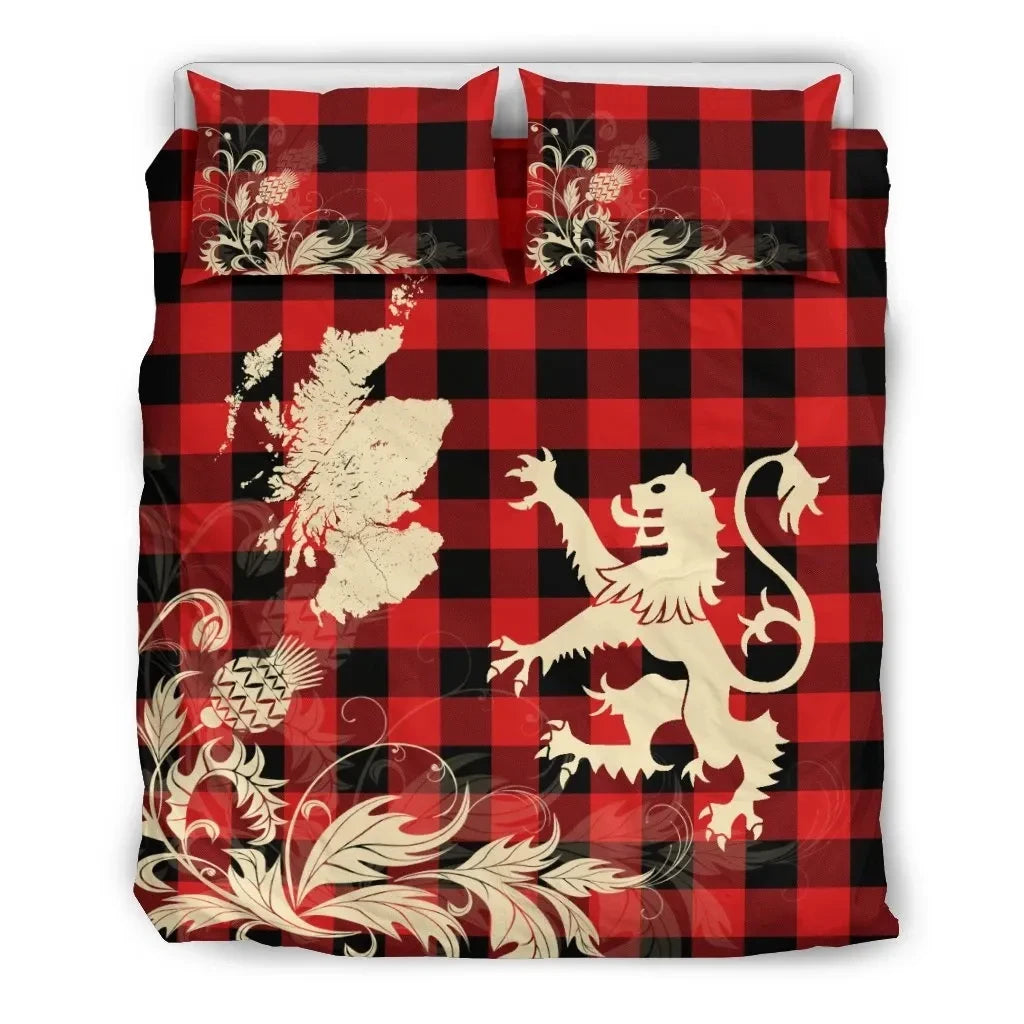 Rob Roy Macgregor Modern Clan Bedding Set, Scottish Tartan Rob Roy Macgregor Modern Clan Bedding Set Scotland Lion & Thistle Map Style
