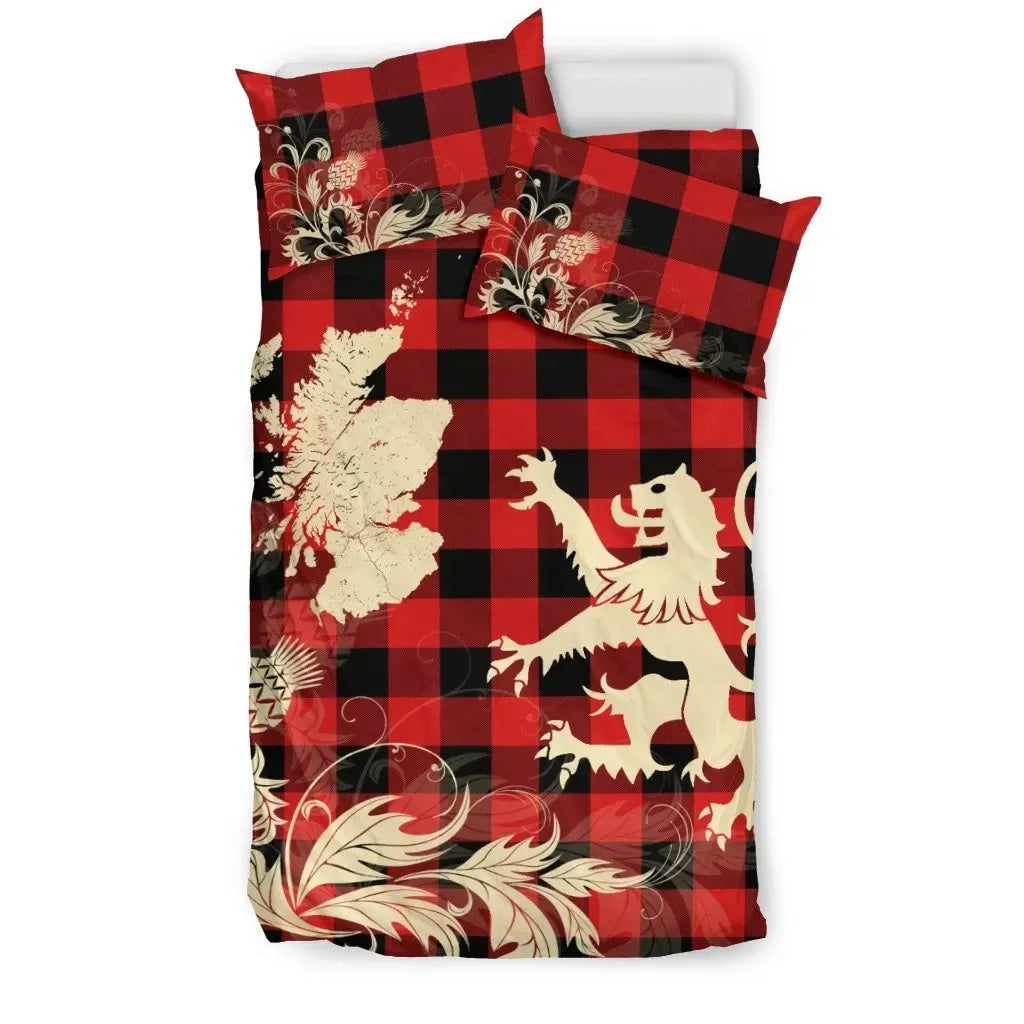 Rob Roy Macgregor Modern Clan Bedding Set, Scottish Tartan Rob Roy Macgregor Modern Clan Bedding Set Scotland Lion & Thistle Map Style