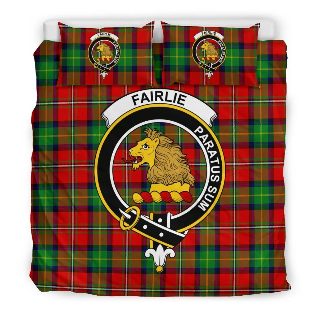 Fairlie Clan Bedding Set, Scottish Tartan Fairlie Clan Bedding Set Crest Style