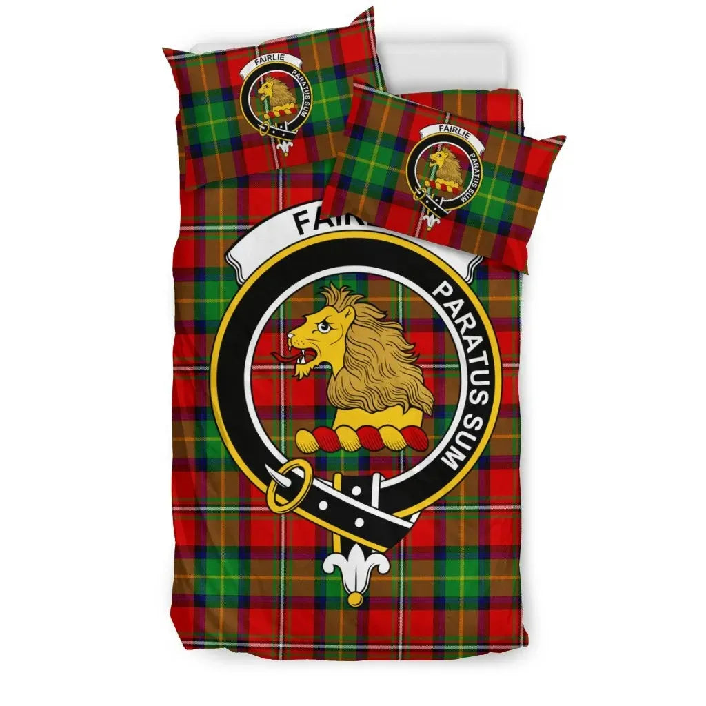 Fairlie Clan Bedding Set, Scottish Tartan Fairlie Clan Bedding Set Crest Style