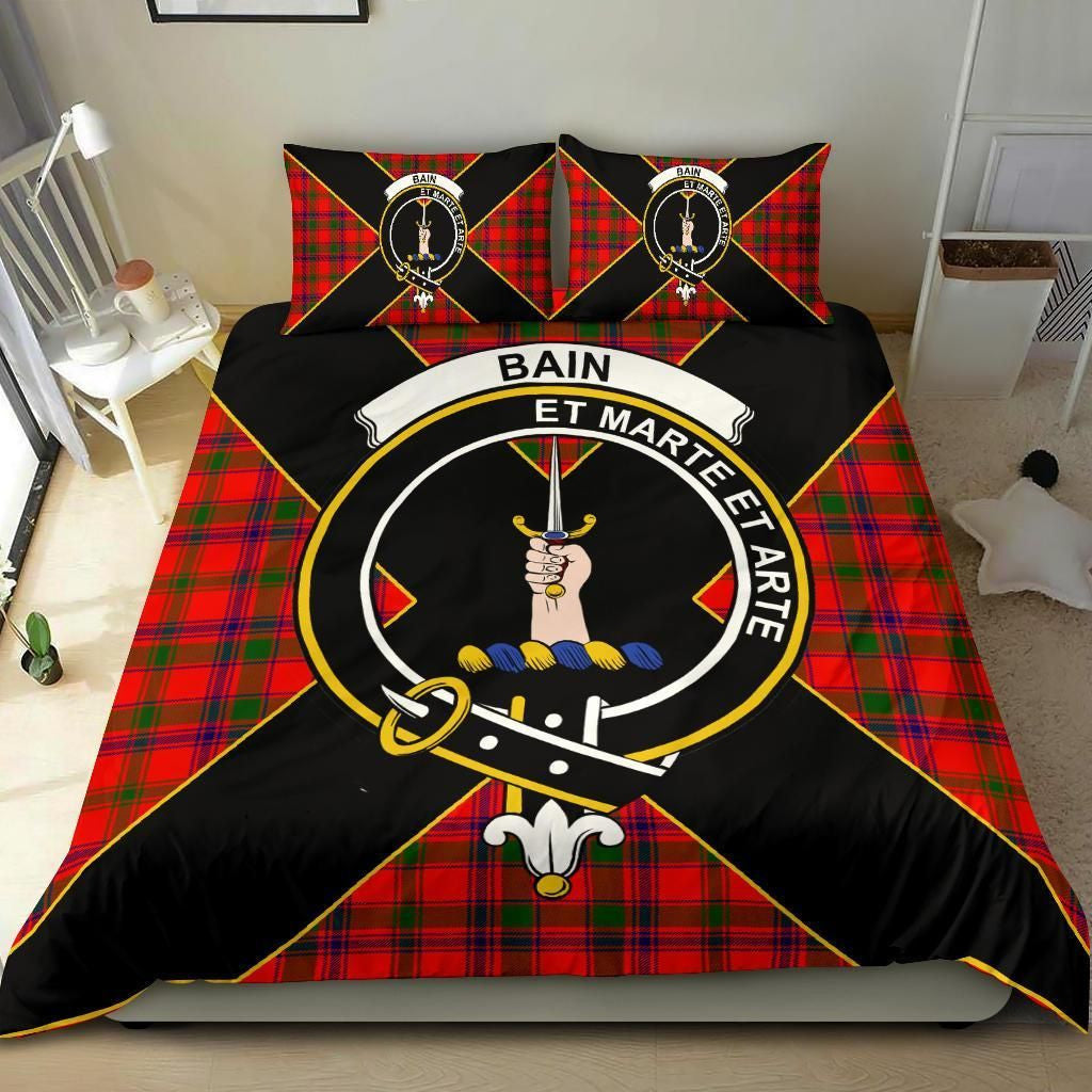 Bain Clan Bedding Set, Scottish Tartan Bain Clan Bedding Set Luxury Style
