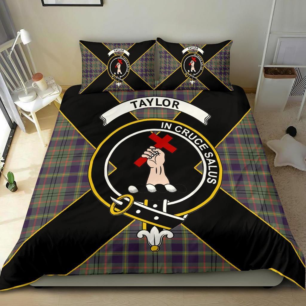 Taylor Clan Bedding Set, Scottish Tartan Taylor Clan Bedding Set Luxury Style