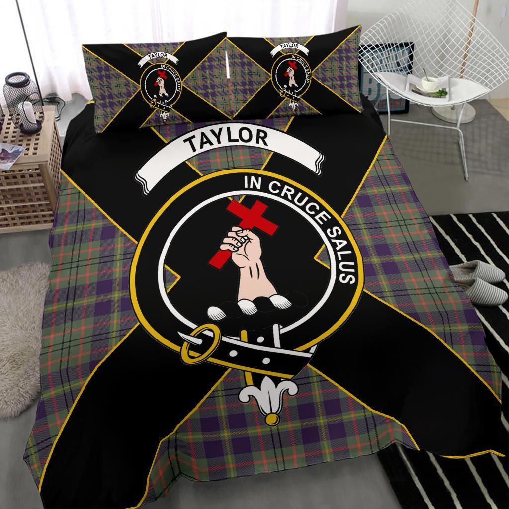 Taylor Clan Bedding Set, Scottish Tartan Taylor Clan Bedding Set Luxury Style