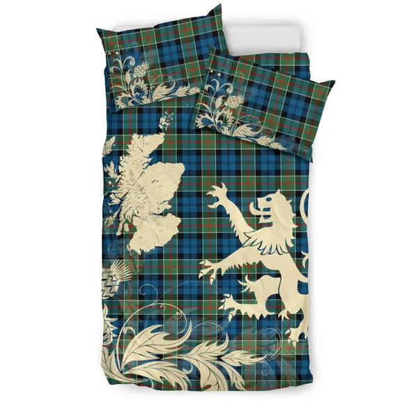 Colquhoun Ancient Clan Bedding Set, Scottish Tartan Colquhoun Ancient Clan Bedding Set Scotland Lion & Thistle Map Style