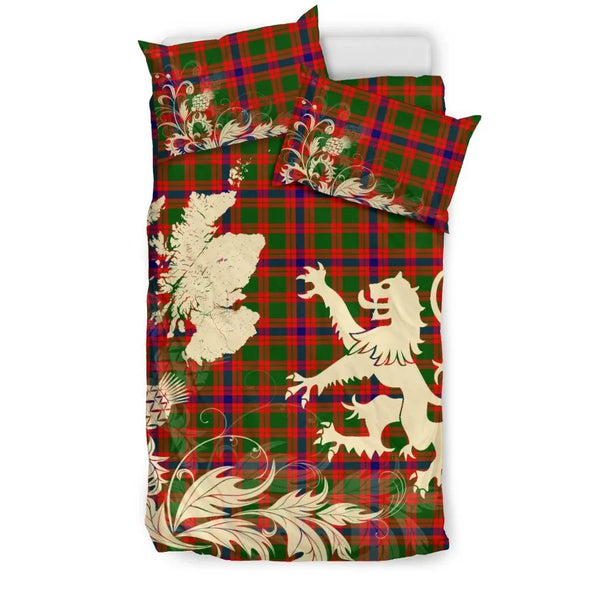 Skene Modern Clan Bedding Set, Scottish Tartan Skene Modern Clan Bedding Set Scotland Lion & Thistle Map Style