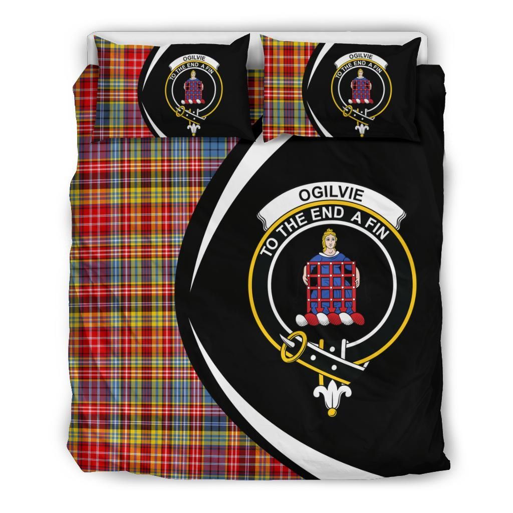 Ogilvie Of Airlie Ancient Clan Bedding Set, Scottish Tartan Ogilvie Of Airlie Ancient Clan Bedding Set Circle Style