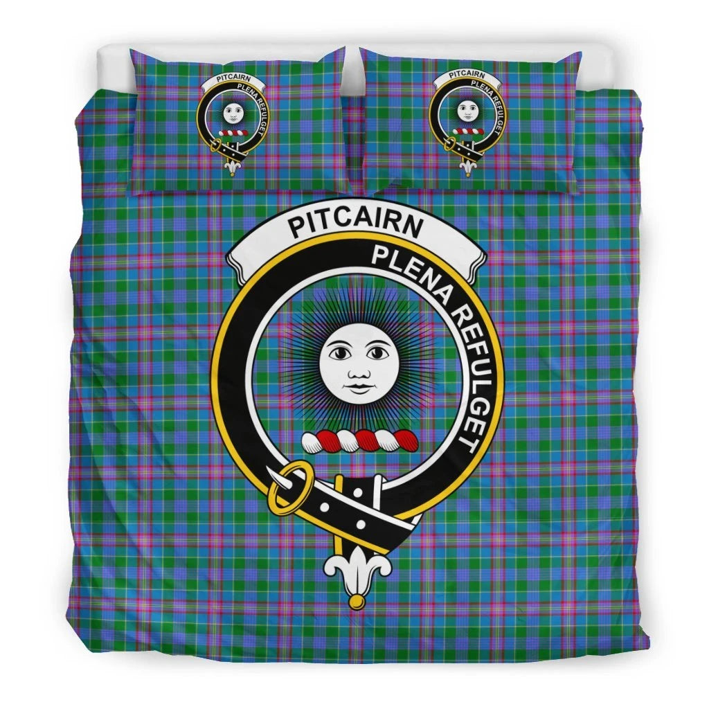 Pitcairn Clan Bedding Set, Scottish Tartan Pitcairn Clan Bedding Set Crest Style