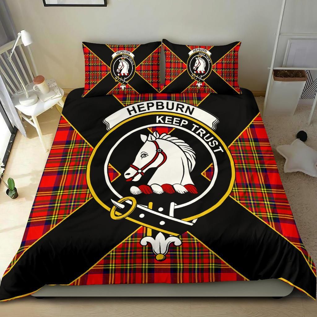 Hepburn Clan Bedding Set, Scottish Tartan Hepburn Clan Bedding Set Luxury Style