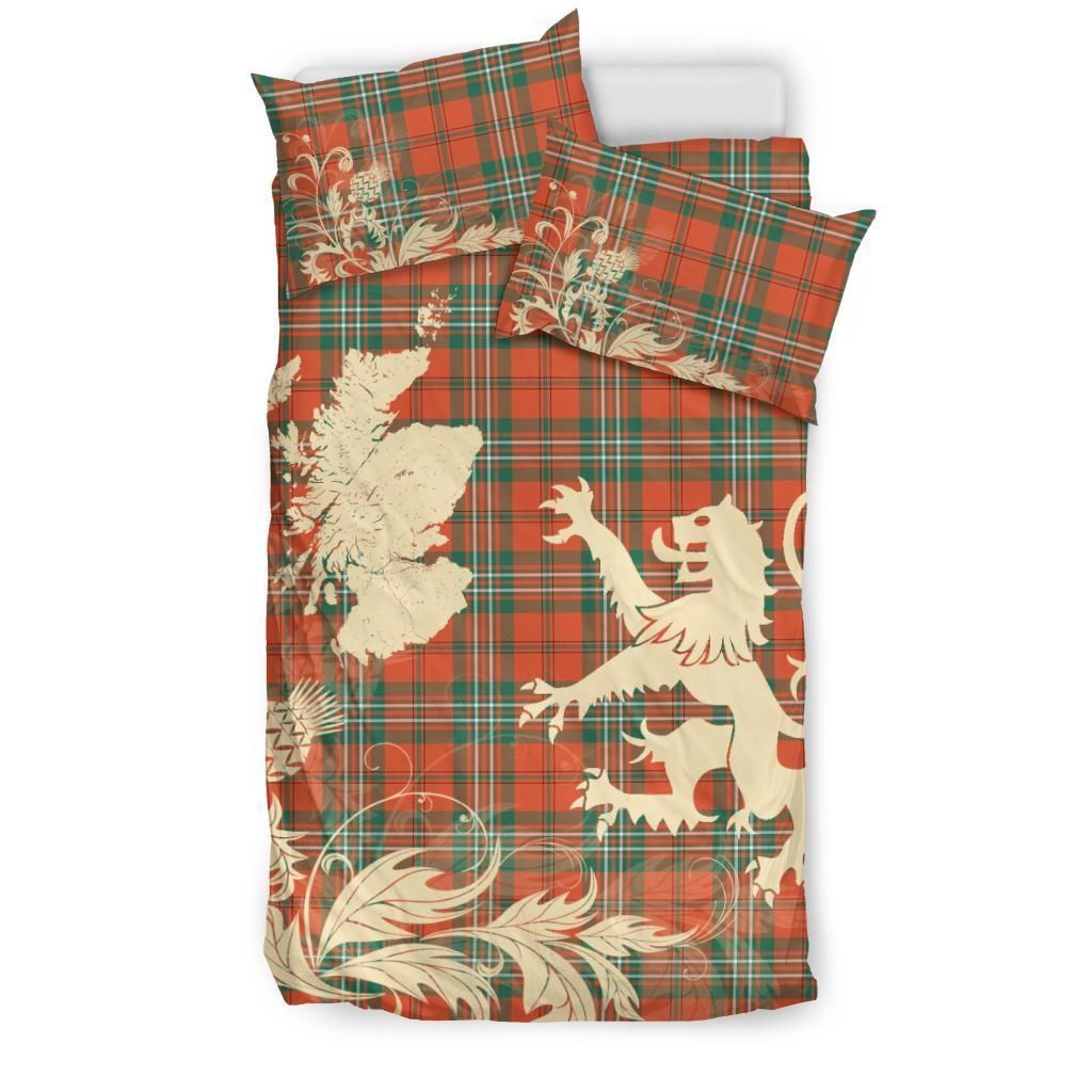 Scott Ancient Clan Bedding Set, Scottish Tartan Scott Ancient Clan Bedding Set Scotland Lion & Thistle Map Style
