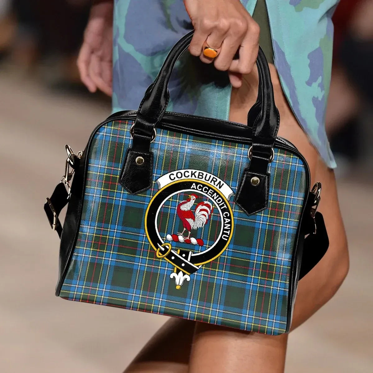 Cockburn Modern Tartan Crest Shoulder Handbag